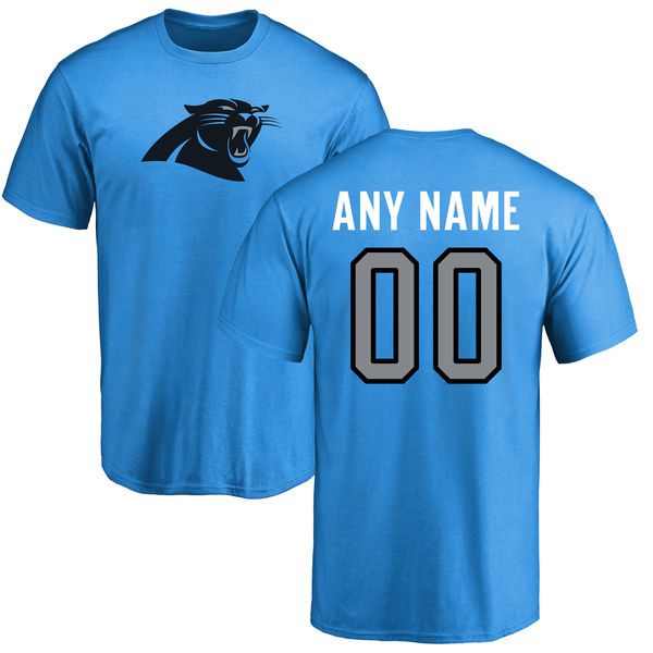 Men Carolina Panthers NFL Pro Line Blue Custom Name and Number Logo T-Shirt